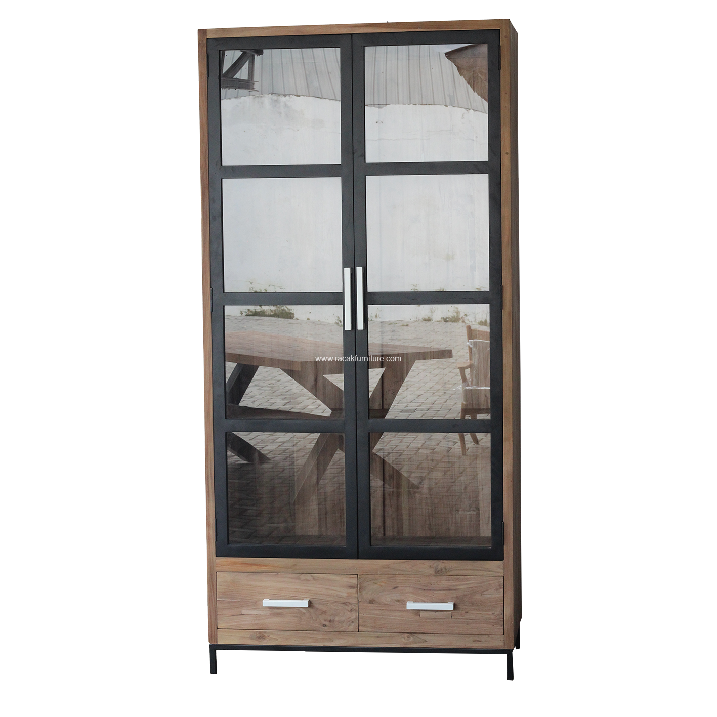 Cabinet LARKA 2 door with glass 2 drawer (1)